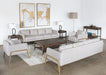 SF231 - Natural Oak Track Sofa With Ivory Upholstery