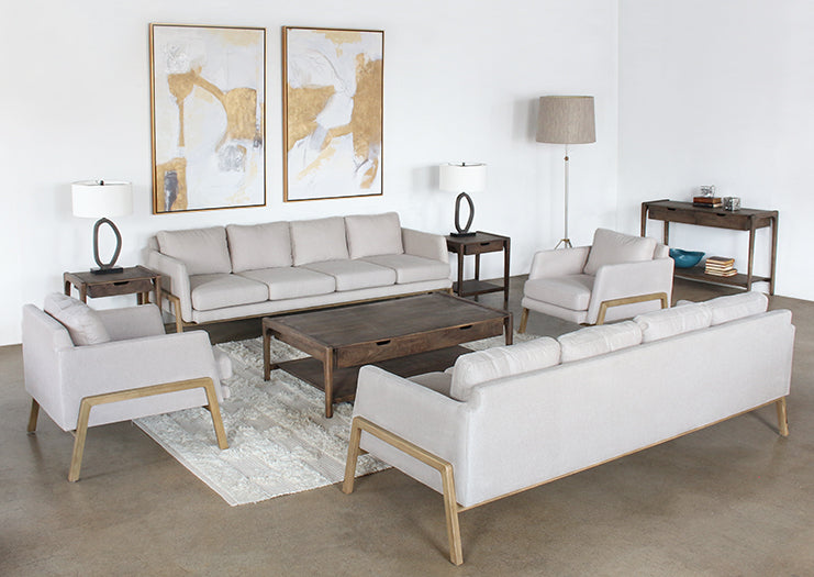 CC257 - Natural Oak Track Club Chair with Ivory Upholstery