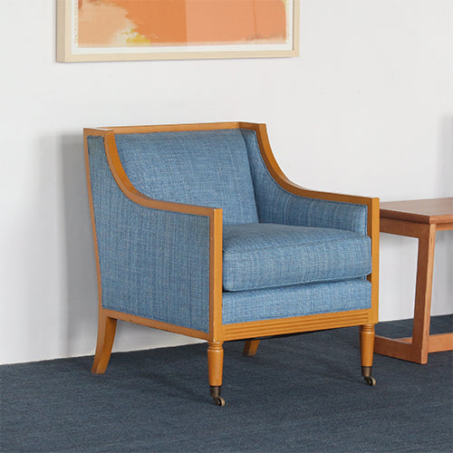CC300 - Vintage Blue Club Chair With Maple Frame