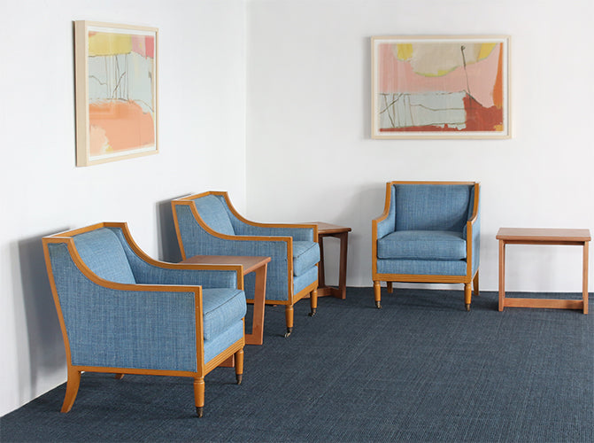 CC300 - Vintage Blue Club Chair With Maple Frame
