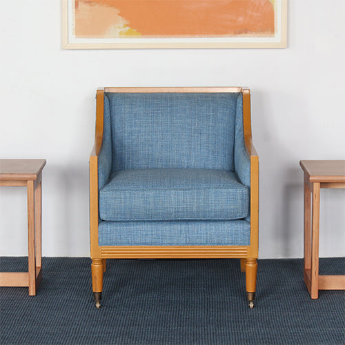 CC300 - Vintage Blue Club Chair With Maple Frame