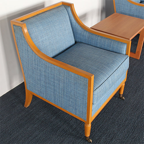 CC300 - Vintage Blue Club Chair With Maple Frame