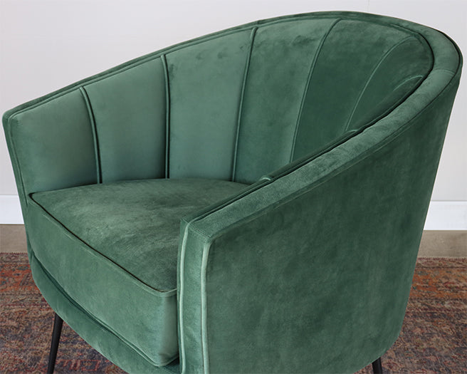 Moss Velvet Green Channeled Back Club Chair