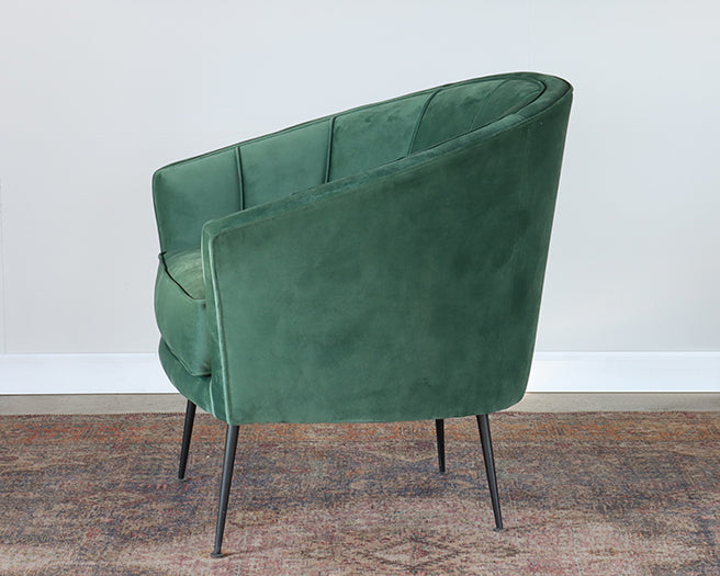 Moss Velvet Green Channeled Back Club Chair