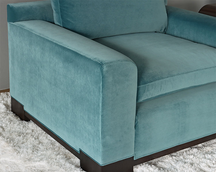 Turquoise Velvet Club Chair w/ Black Ash Feet