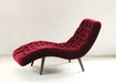 CL38 Tufted Armless Chaise in Ruby Velvet with Black Walnut Legs