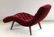 CL38 Tufted Armless Chaise in Ruby Velvet with Black Walnut Legs