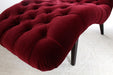 CL38 Tufted Armless Chaise in Ruby Velvet with Black Walnut Legs