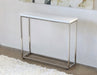 CS185 High Gloss White Console Table with Stainless Steel Base 