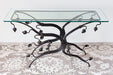 CS190 Wrought Iron Vine Frame Console Table with Glass Top