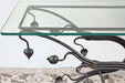 CS190 Wrought Iron Vine Frame Console Table with Glass Top