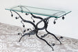 CS190 Wrought Iron Vine Frame Console Table with Glass Top