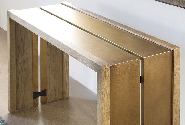 CS191 Weaver Console Table in Antique Brass
