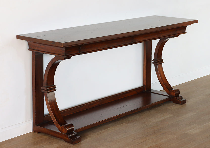 Bowed Leg Console With Two Drawers