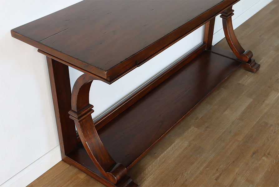 Bowed Leg Console With Two Drawers