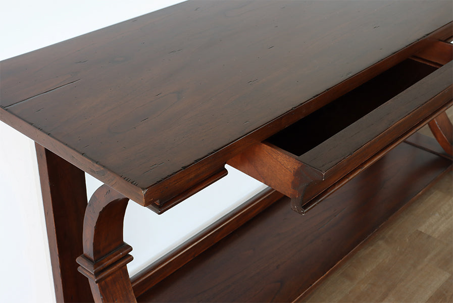 Bowed Leg Console With Two Drawers