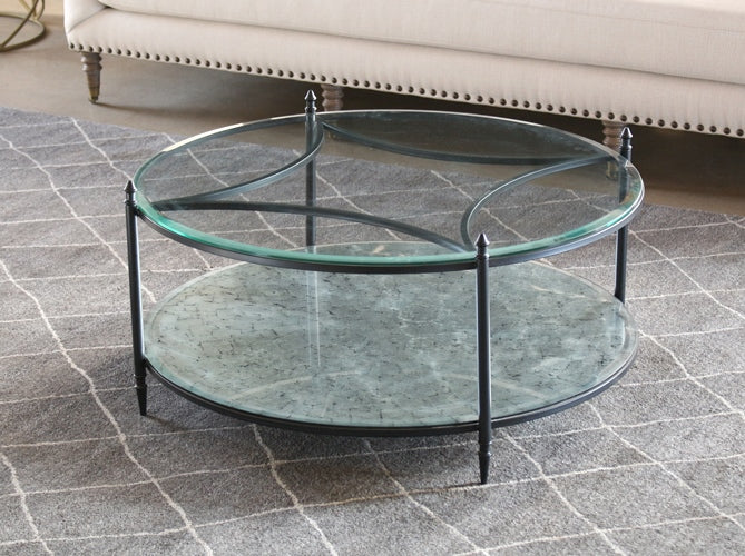 CT220 Round Metal Coffee Table with Glass Top