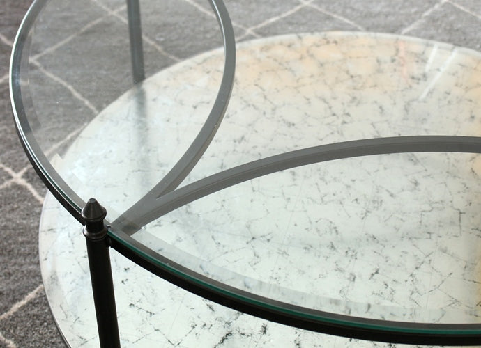 CT220 Round Metal Coffee Table with Glass Top