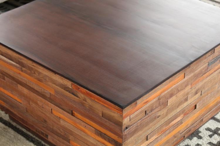 CT227 Recycled Wood Block Square Coffee Table