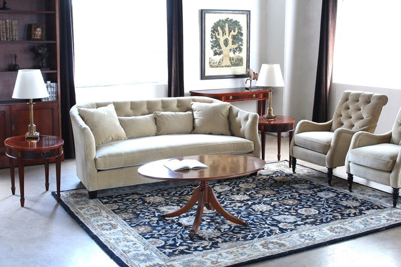 Light Yew Wood Oval Coffee Table on Pedestal, Circa 1960 