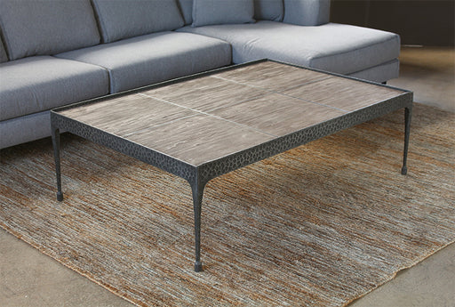 CT278 Hammered Iron Coffee Table with Reclaimed Pine Base
