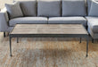 CT278 Hammered Iron Coffee Table with Reclaimed Pine Base