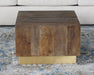 CT313 - Reclaimed Natural Elm Coffee Table with Polished Brass Base