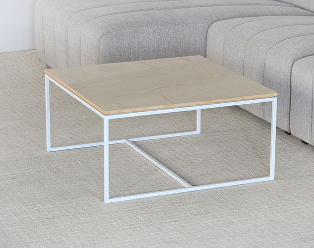 Blonde Top With White Base Square Coffee Table