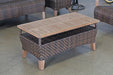 CT336 - Brown Outdoor Coffee Table With Teak Top 
