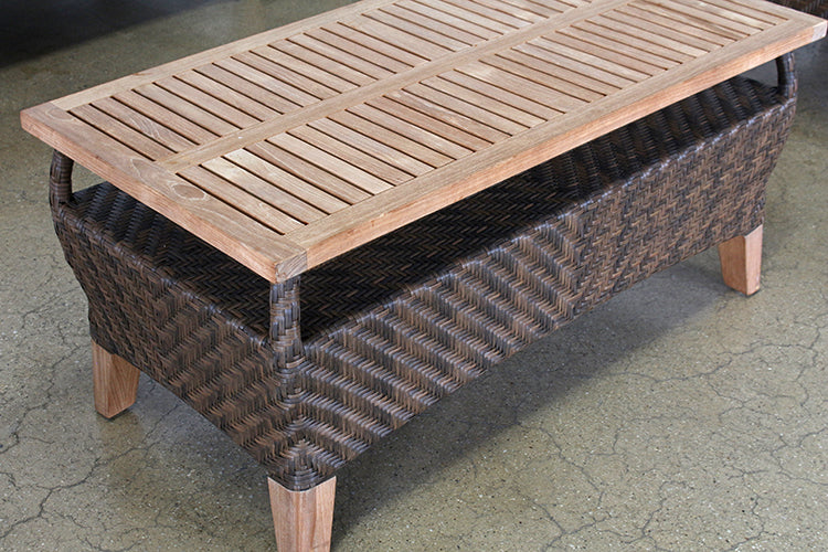 CT336 - Brown Outdoor Coffee Table With Teak Top 