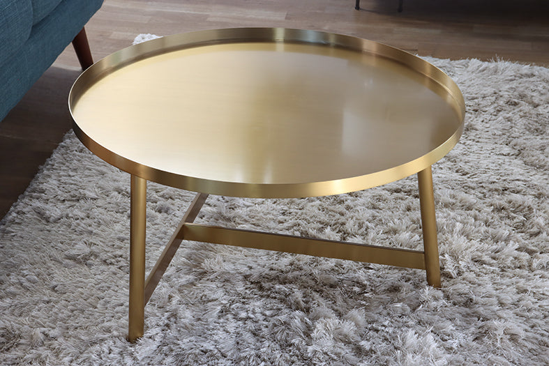 Brushed Gold Modern Coffee Table/Intersecting Legs