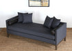 DB13 Charcoal Felt Daybed with Black Leather Bolster Pillows