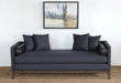 DB13 Charcoal Felt Daybed with Black Leather Bolster Pillows