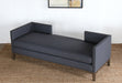 DB13 Charcoal Felt Daybed with Black Leather Bolster Pillows