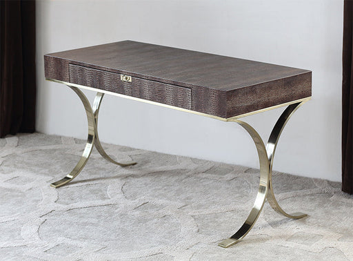 DK114 Crocodile Embossed Leather Desk with Brass Legs