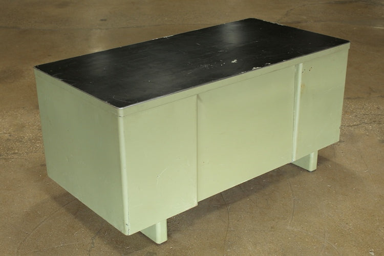 Green Metal Desk With Black Top