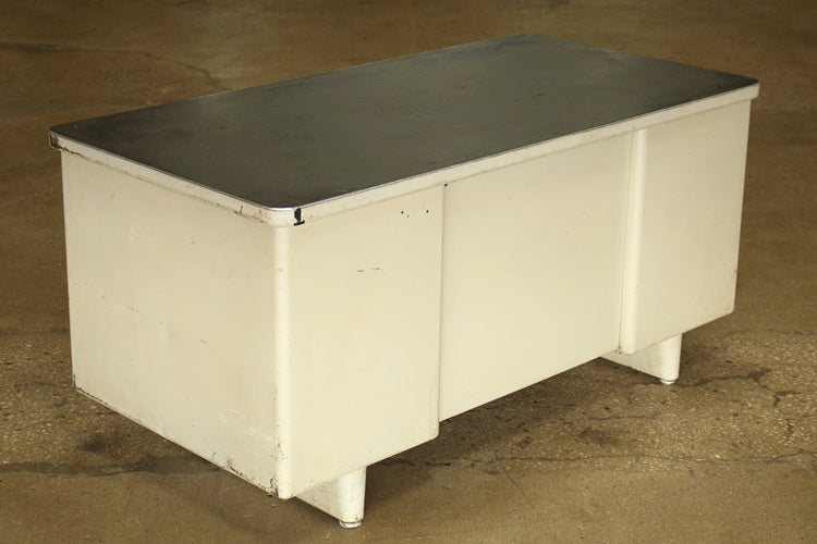 Beige Metal Desk With Gray Top