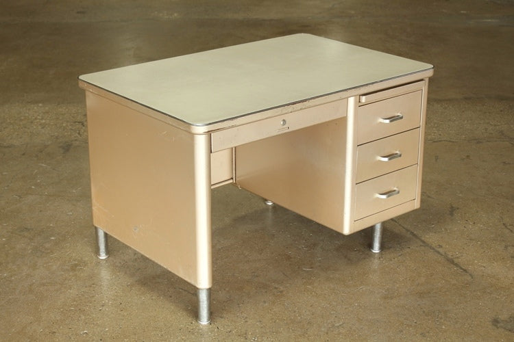 Putty Metal Desk With Beige Top