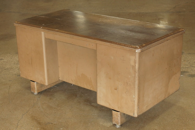 Brown Metal Desk With Woodgrain Metal Top