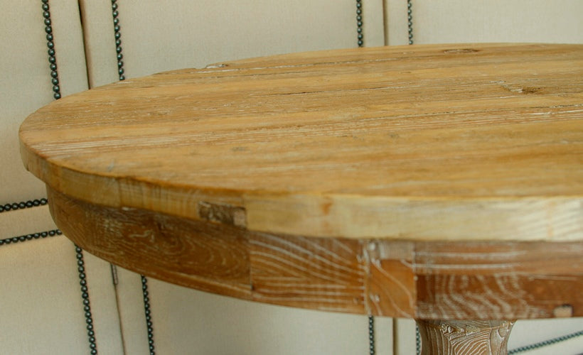 Round Cafe Table in Whitewashed Finish