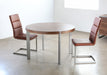 Round Walnut Dining Table with Stainless Steel Legs 