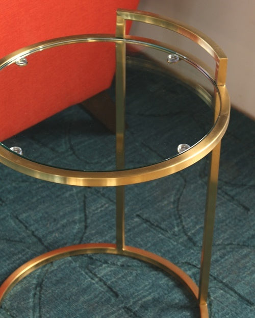 Lily End Table in Gold Brushed Stainless Steel