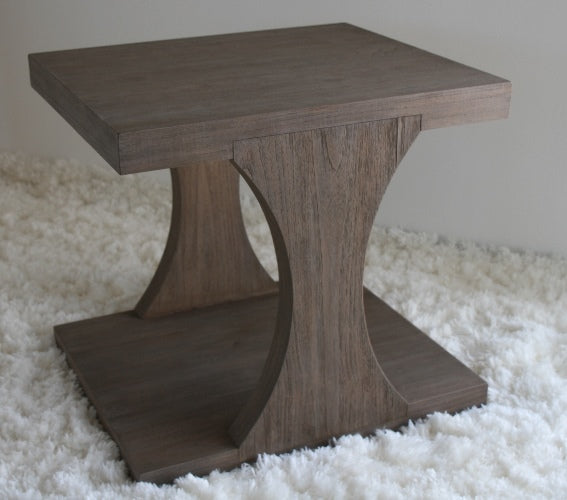 ET346  Teak End Table in Driftwood Finish, side view