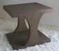 ET346  Teak End Table in Driftwood Finish, side view