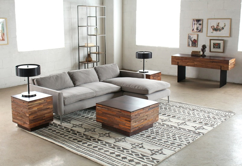 CT227 Recycled Wood Block Square Coffee Table