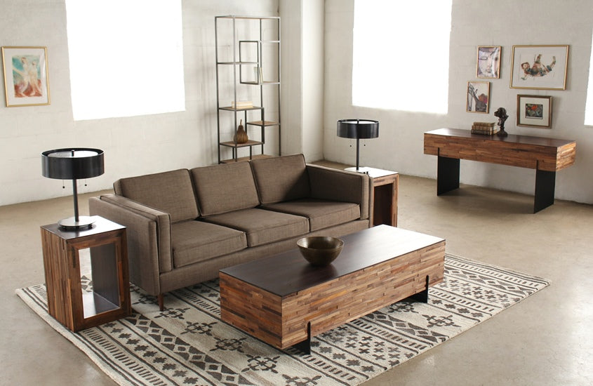CT226 Recycled Wood Block Rectangular Coffee Table