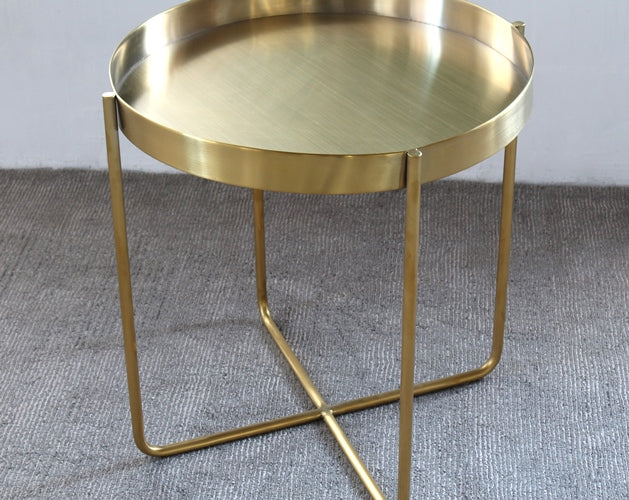 Gold Brushed Stainless Steel Dish Side Table
