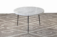 ET429 Low Gray Marble End Table with Hammered Steel Base