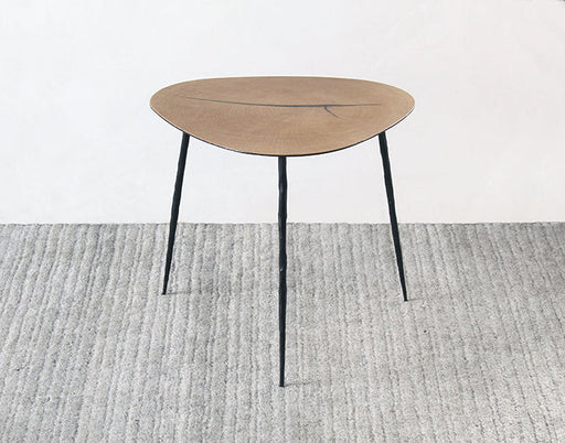 ET432 Low White Oak End Table with Forged Steel Legs 