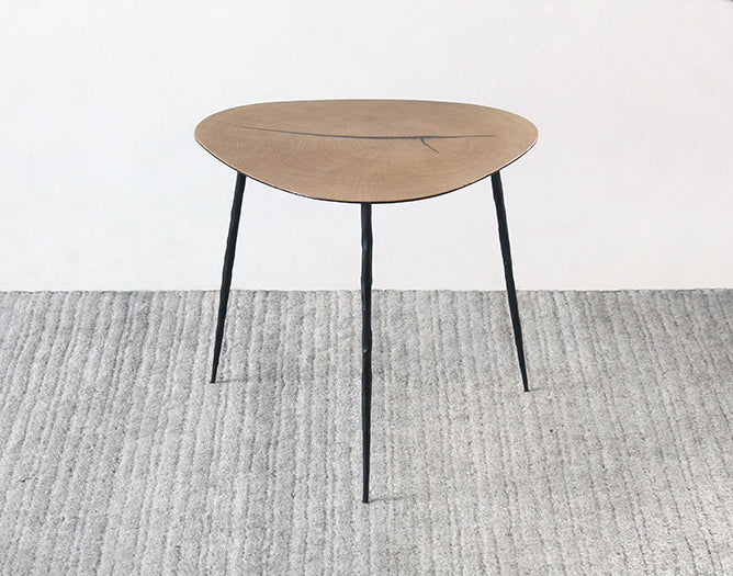 ET432 Low White Oak End Table with Forged Steel Legs 